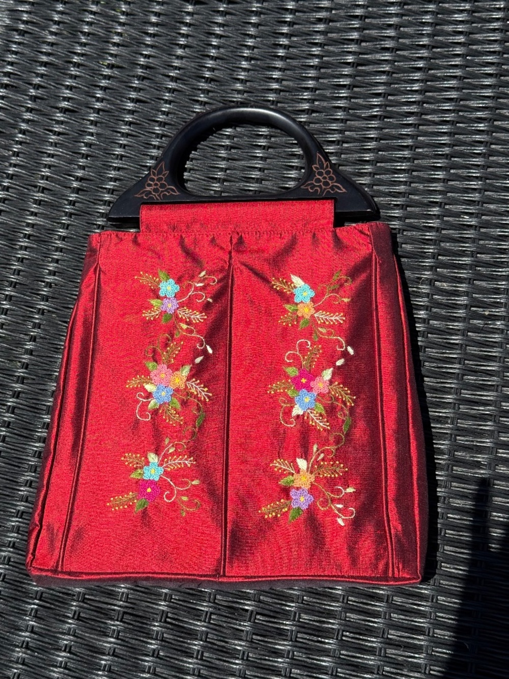Thai Silk Purse with Wood Handle